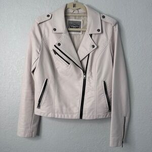 Levi's Womens Faux Leather Moto Biker Jacket Cream Off White Medium